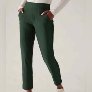 Athleta Brooklyn Ankle Pant Emerald Green Stripe Size 2 Petite Travel Work